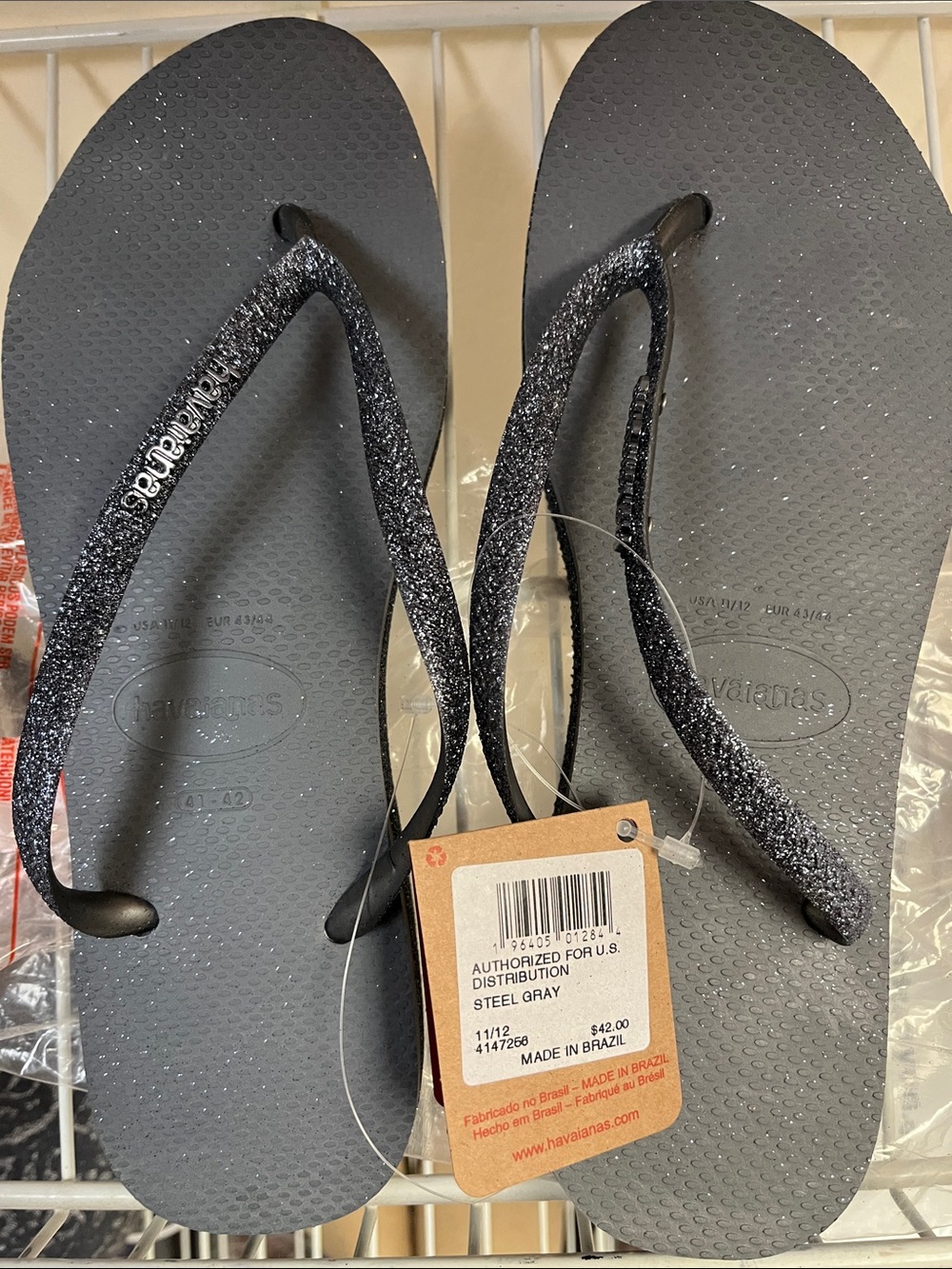 Havaianas Steel Gray Glitter Strap Women's Flip Flops